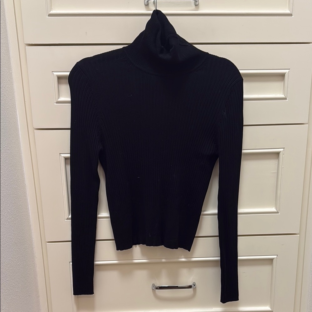 Black Ribbed Turtleneck